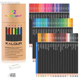 Pennor 72 Färgpennor Professionell träfärgpennor Set Oljemålning Sketching Color Pencil målning Skolmålning Barnkonstförsörjning D240510