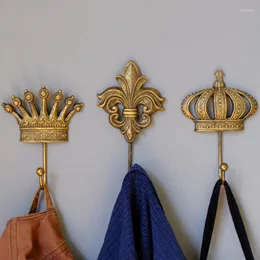 Decorative Figurines Retro Resin Crown Decors Wall Hanging Door Hook For Clothes Coat Hat Bag Keys Towel Loft Entrance Decoration Vintage