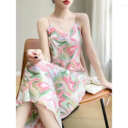 Casual Dresses Liquid Macaron Women's Spring/Summer V-Neck Pullover With Korean High End Design Sensory Sling