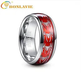 Anéis de casamento Bonlavie de 8 mm de largura de papel opala de opala de aranha de tungstênio Men039s Banda de anel Banda de anel Ring12153920