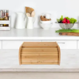 Płyty drewniane pudełko na chleb Roll Top Chlead Box Storage Kitchen Organizer