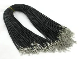 100 pezzi da 100 pezzi da 1,5 mm Catene in pelle di cera nera Braccialetti per perno a corda di corda Filo di corda 45 cm+5 cm Extender Braccialetto a catena a catena Classa Diy8946320