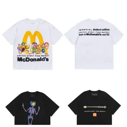 無料の配送無料cpfm共同名TシャツCACTUSプラントフリーマーケットCPFMマクドナルドの共同ブランド快適で通気性のある短い黒