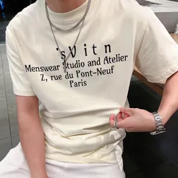 Camiseta de moda letra impressão camisetas mens em camisetas de verão camisetas de designer de roupas femininas camisetas bege roupas de luxo de luva curta
