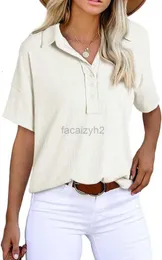 Damen T -Shirt Tees Astlylish Frauen Kurzarm Henley Hemden gegen Hals Tunika -Knopf gerippte Strick -Top Dressy Casual Plus Size Tops