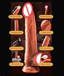 Bezprzewodowe zdalne kontraktowe modernizację Teleskopowe wibracje perystaltyczne ogrzewanie ogrzewania Dongs żeńskie masturbatory ogromne realistyczne penis G2145607