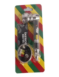 Pipe de fumaça mental inteira com mini moedor de ervas mentais com 5pcs telas de tubo de prata Filtros de fumaça fumando água Pipe7531952