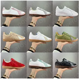 Men Casual Shoes Classic Sneaker weißes Leder und Wildleder Gat Deutsche Armee-Trainer Leder Low Top Sport Sneakers 36-45