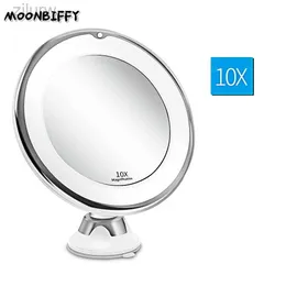 Specchi compatti illuminazione a 3 colori 10x specchio per trucco a LED in vetro con specchio flessibile flessibile con specchio di trucco a specchio leggero con ESPEJO MAGILLAJE LUZ D240510