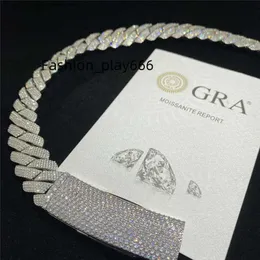 Big rapaz mais pesado 20mm 4 linhas Diamantes Colar Cubano 925 Sterling Silver Iced Out VVS Moissanite Diamond Cuban Link Chain