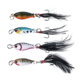 Betar lockar Hengjia 100st/parti 2,5 cm 5G 3D Eyes Mini Package Lead Fish Feather Road Sub Bet Metal Drop Delivery Sports Outdoors Fishi Otquy