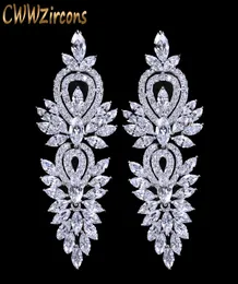 CWWZICCRI VINTAGE Accessori per feste di matrimonio vintage Accessori splendidi zirconia cubica grande orecchini da sposa di lusso lunghi per donne CZ309 CJ19126060082