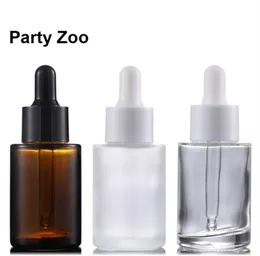 240 x 30ml Clear Frosted Flat Shoulder Essence Dropper Bottle 1oz Amber Essential Oil Jar Container309z8914993