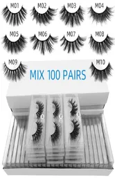 New 10 pairs of fake eyelashes imitation mink hair suit natural eye tail elongated 3D eyelashes curled soft fine eyelashes7153670