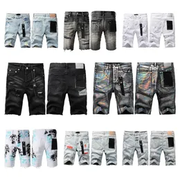 lila Jeans kurze Männer Designer Jeans Jeans für Herren Hip Hop Lila Shorts lässige Kurzknie Lenght Jeans Kleidung Denim Jeans Herren Shorts Frau Jeans Uomo Hosen