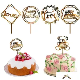 Andra festliga festleveranser 50 stilar cupcake cake topper Happy Birthday Inserts Toppflaggor för kärlek Family Baking Decoration Drop D DHKVF