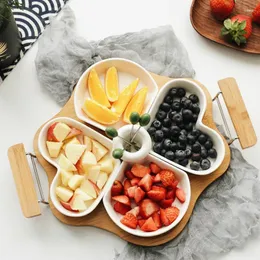 Plates Creative Ceramics Fruit Platter Modern Living Room Plate Dessert Dried Tray Seperated Candy Dish