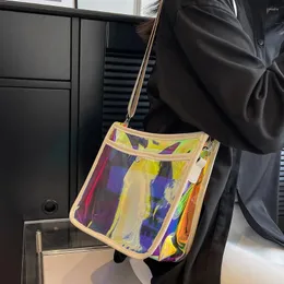 Sznurki kobiety żeńskie sprzęgło iluzoryczne kolorowe laserowe torby torby torby plastikowe temperament mody wszechstronny do pracy w podróży rekreacyjnej