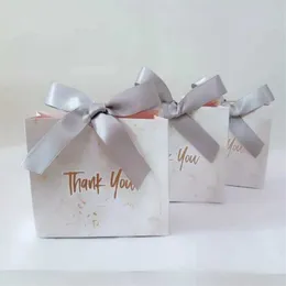 3st Present Wrap Presentväskor Packaging Creative Mini Gray Marble Paper Bag For Party Baby Shower Chocolate PAG PACKAGING WEDDAG FAVORS BOX