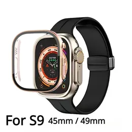 Apple Watch Case Ultra Series 9 45mm 49mm Iwatch Marine Strap Smart Saat Kablosuz Şarj Kayışı Kutusu Koruyucu Kapak Kılıfı