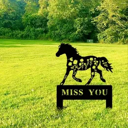 Figurine decorative Creative Custom Metal Horse Memorial Grave Segnali Sign Regalo Sinteca Ranch fuori Inserisci Arte