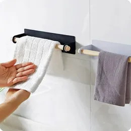 Wall Mount Towel Hanger Rack Kitchen Cabinet Rag Hanging Holder Storage Rack Organizer Bathroom Roll Paper Rag Holder Towel Rack