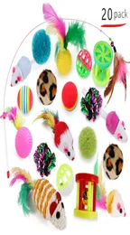 Söt mini Soft Fleece False Mouse Cat Toys Colorful Feather Funny Playing Tray Toy for Cats Kitten Puppy Pet Supplies2360528