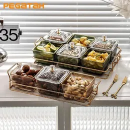 접시 과일 디저트 파티션 씰 플래터 가벼운 고급스러운 거실 사탕 스낵 스토리지 박스 바이 너트 접시 서빙 트레이