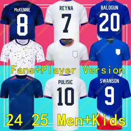 Squadra nazionale US 20 Maglie di calcio Balogun Man 2024-2025 Copa America Acosta 2 Yedlin 8 McKennie 21 Weah Zimmerman Robinson Reyna Kit di camicia da calcio degli Stati Uniti