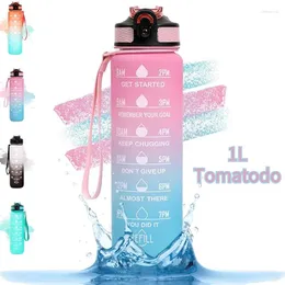 Бутылки с водой 1 л Tomatodo Sports с временным маркером BPA Бесплатный пластиковый экологически чистый 32 унции Botella de Agua
