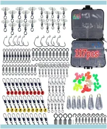 Sport utomhus177pcs Crank Hook Snaps Rolling Swivel Fishing Connector Luminous Beads Sinker Tackle Boxes Aessories Kit Drop De3126601