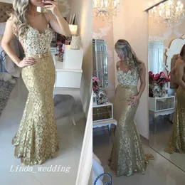 2019 Gold Color Prom Prome Компания Line Lace Long с носовым формальным вечерним платьем плюс размер Vestidos de Festa 227x