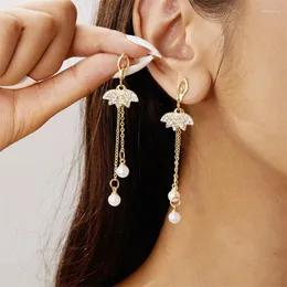 Brincos Dangle Personalidade Taquela Longa Tassel Pérola Balé para Mulheres Design Design Dancing Girl Drop Party Wedding Jewelry Gifts