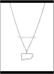 Pendant Pendants Jewelry Drop Delivery 2021 10Pcs Tiny North America Caribbean Rico Map Necklace Outline Country State City Isla7511600