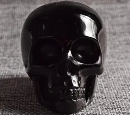 Estátua de crânio de cristal de forma humana Obsidiana negra de crânio de crânio de cristal de cristal de cristal Reiki decoração de casa maligna8527582