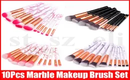 New 10pcsset Marble Makeup Brushes Sets Blush Powder Eyebrow Eyeliner makeup brush set Foundation make up brushes6629591