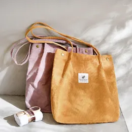 Bolsas de ombro Moda Mulher Cordoy Tote Bag feminino Casual Casual Ploth Ploth Reutilable Storage Bolsa Shopping Hnadbags