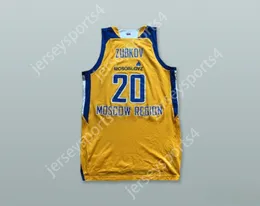 CUSTOM NAY Mens Youth/Kids ANDREY ZUBKOV 20 BC KHIMKI MOSCOW RUSSIA YELLOW BASKETBALL JERSEY TOP Stitched S-6XL