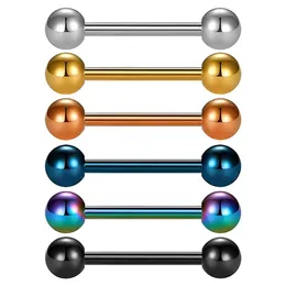 6PCS Tongue Rings Colorful Barbell Body Piercing Jewelry 12mm 14mm 16mm 18mm 240429
