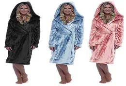 Shawl bornoz ev kıyafetleri uzun kollu cüppe kadınlar kış peluş uzatılmış peignoir polaire femme15083477