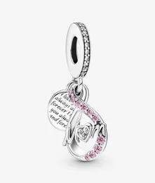 100 925 Srebrna mama Infinity Pave Double Dangle Charms Fit Fit Original European Charm Bransoleta Fashion Wesder Engagem8669029