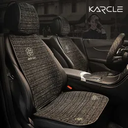 Coperchio di sedili per auto Karcle Cotton/ Linen Caspeggio per seggiolino per auto sede a quattro stagioni Cuscino per sedile posteriore universale Pad del sedile anteriore pad Dureble T240509