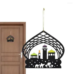 Dekorative Figuren Holz Eid Hanger Burg inspiriertes Hang-Ornament mit Lanyard Holiday Door Anhänger DIY-Handwerk für Al-Fitr-Party