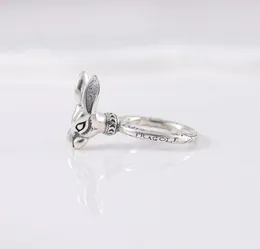 Vintage S925 Sterling Silver Ring Anger Forest Series Forest Rabbit Head Nostalgic Tide Men039s and Women039s Couples Ring5398746