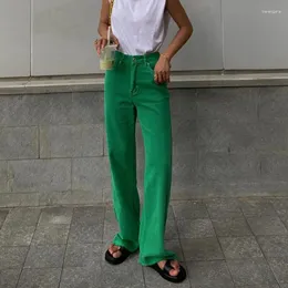 Women's Jeans WOMENGAGA Candy Color High Waist Straight Wide Legs Pants Thin Women's Green Denim Trousers Fashion Korean Women M8A