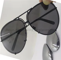2019 New Fashion P0398478 Óculos de sol Black Frame Cinza Lente Silvermirror Lente com caixa de 69 mm LEN3916488