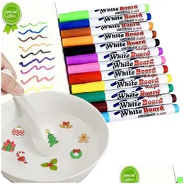 Highlighters Wholesale New Magical Water Painting Pen Whiteboard Markers Floating Ink Doodle Pens Montessori Early Education Toy Art D Dhcur