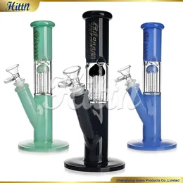 Hittn 10 Inches Bong Straight Tube 5mm Thick Glass Smoking Water Bong 6 Tree Arms Perc with 14mm Joint Milk Blue Milk Green Black 2024 New