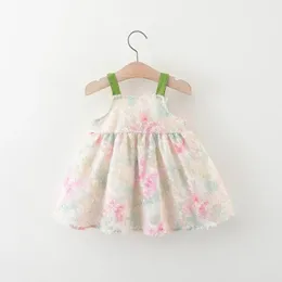 Mädchenkleider Sommermädchen Kleid Neckholder Blumen handbemalte Wind Abenteuer Dekorative süße Prinzessin Ärmel und