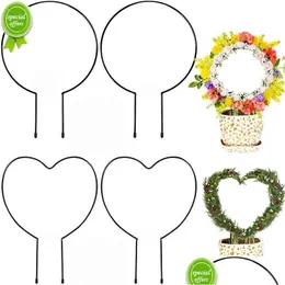 Other Garden Tools New Iron Art Plant Climbing Frame Round Heart Shaped Garden Support Tomato Chili Eggplant Potted Drop Delivery Dhe0C